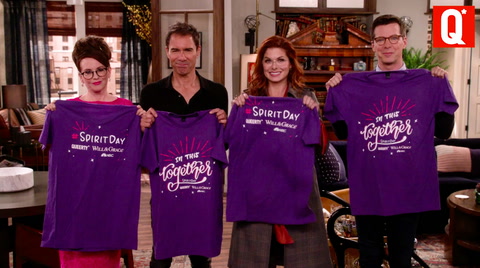 Happy #SpiritDay from Queerty and Will & Grace.