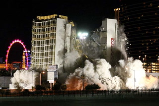 Clarion mostly implodes just off the Las Vegas Strip