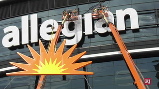 Allegiant Stadium nears signage finish, adds sun logo and ‘t’ – Video