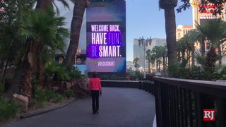 Electronic Marquees above the Las Vegas Strip: Welcome Back