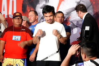 Manny Pacquiao and Keith Thurman arrive at the MGM Grand