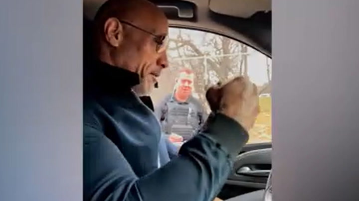 Dwayne Johnson pranks police officers after being pulled over in Texas