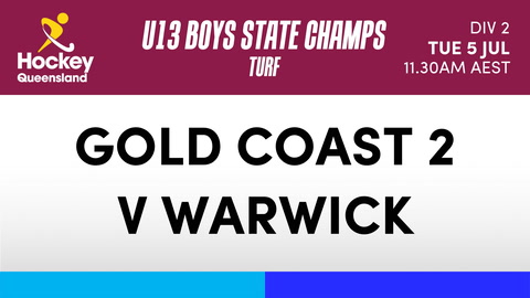5 July - Hockey Qld U13 Boys State Champs - Day 3 - Gold Coast 2 V Warwick
