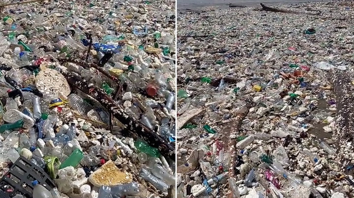 Shocking video shows Guatemala beach covered in plastic waste