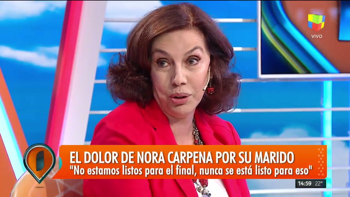 El dolor de Nora Cárpena por la salud de Guillermo Bredeston