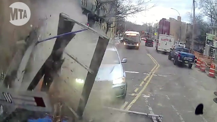 MTA bus footage of Bronx building collapse