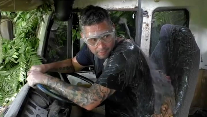 I'm A Celeb’s Tony Bellew gets covered in fish guts during Critter Mixer trial