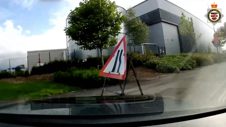 Drink-driver filmed hitting street sign by his own dashcam