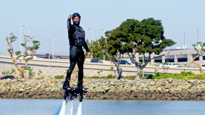 King Keraun Attempts to Fly Board