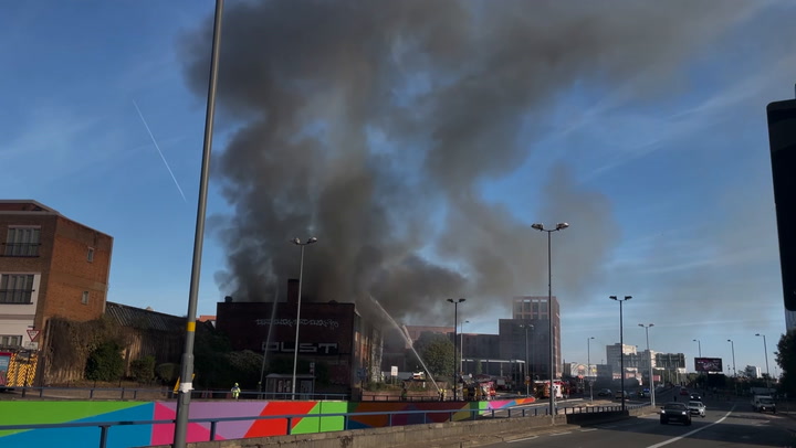 Smoke billows after huge fire breaks out in factory near Birmingham city centre