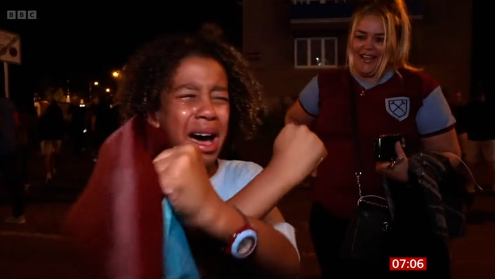 'More titles than Spurs': Young fan in tears as West Ham win Europa Conference League