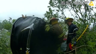 Woman trapped in flipped car during tornado rescued in Louisiana