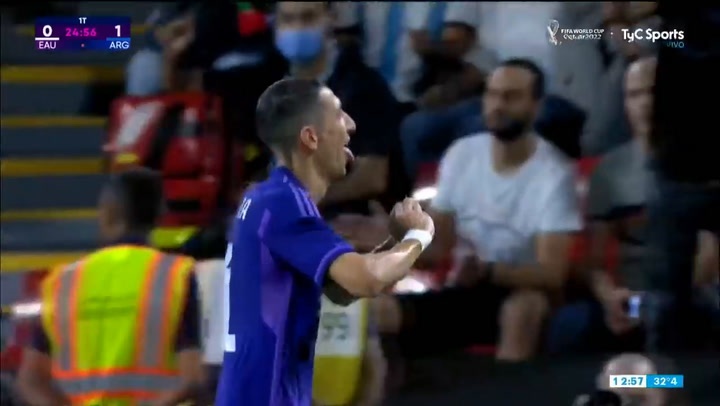 El primer gol de Di María en el amistoso frente a Emiratos Árabes