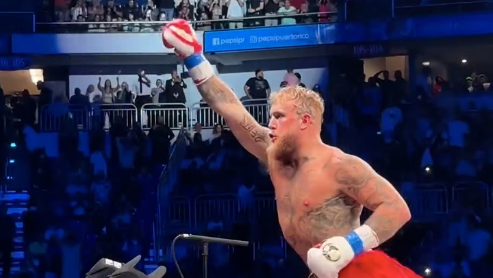Moment Jake Paul delivers first-round TKO in Ryan Bourland fight