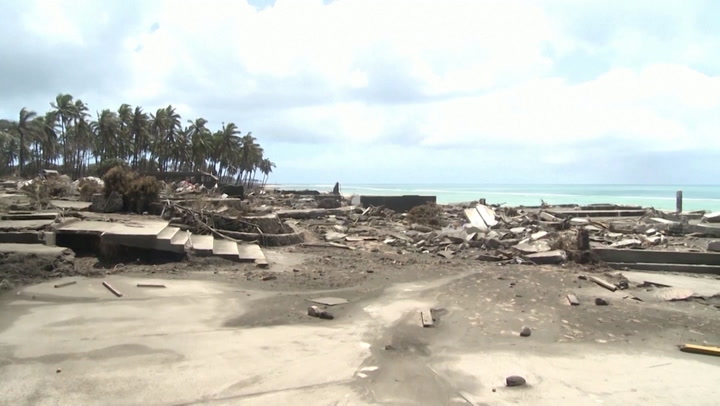 Streets of Tonga left coated in ash after devastating volcano eruption