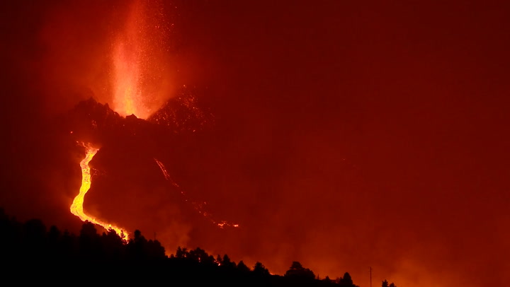 Drone footage shows stunning eruption of La Palma volcano