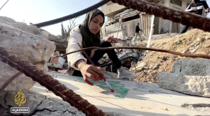 Art for peace: Palestinian artist conveys plea for war's end