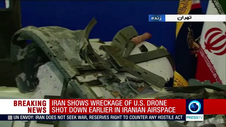 Las imagenes del dron estadounidense derribado por Iran. Fuente: AFP