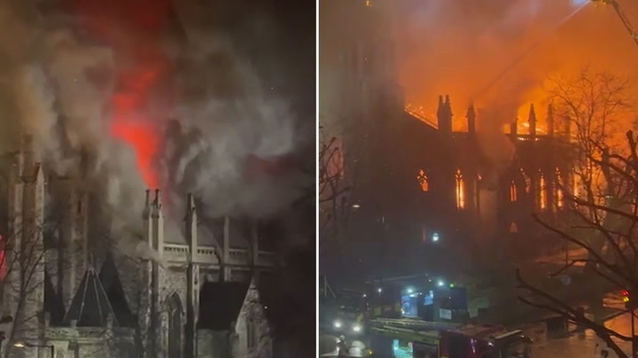 Flames rage as blaze engulfs historic church in St John's Wood