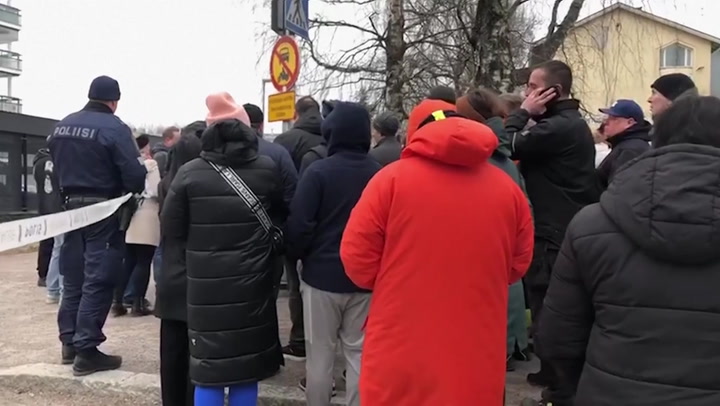 Finland: Crowds gather outside school after shooting kills 12-year-old and injures two