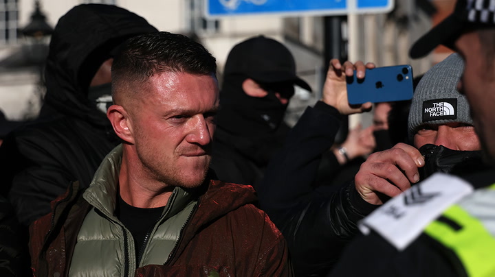 Tommy Robinson leads protesters on march around Chinatown