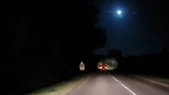 Meteor streaks across night sky in Herefordshire