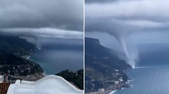 Spectacular water spout spins off Amalfi coast