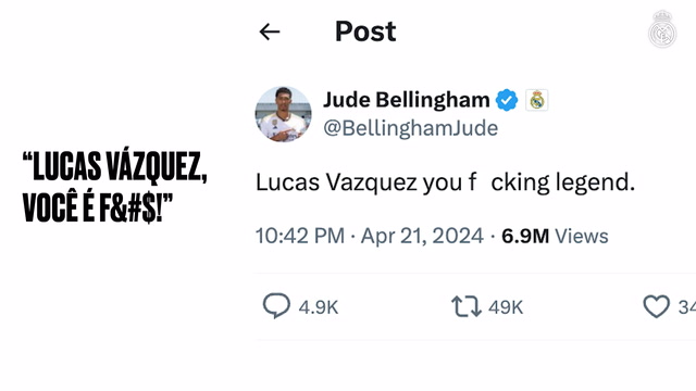 'Você é F&#$!': Bellingham elogia Lucas Vásquez após vitória no El Clásico