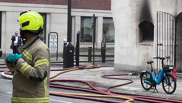 Smoke pours out of building next to Old Bailey as explosions heard