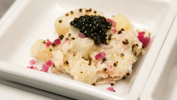 Star Chef Challenge: Pairing Emeril's Potato Salad (made with Smoked Sturgeon, Caviar & Apple Vinaigrette)