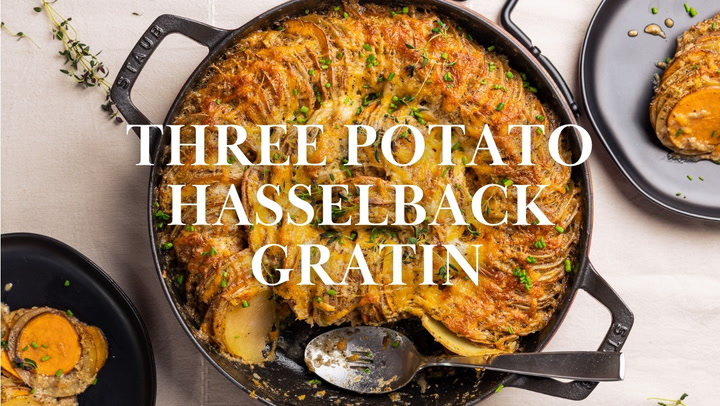 Three Potato Hasselback Gratin