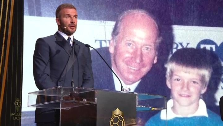 David Beckham pays tribute to Sir Bobby Charlton at Ballon D'Or ceremony