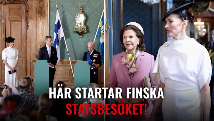 Tervetuloa! Här anländer kungen & Silvia till slottet med Finlands presidentpar