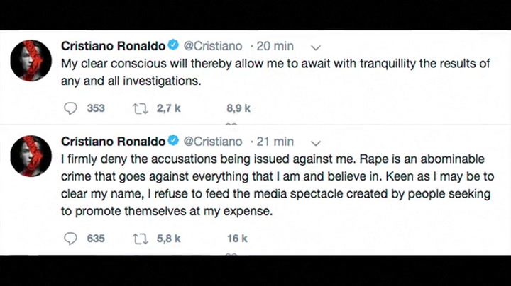 En Twitter, Ronaldo niega que haya violado a exmodelo - Fuente: AFP