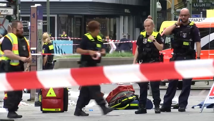 Police cordon off Kurfuerstendamm street in Berlin after car crash