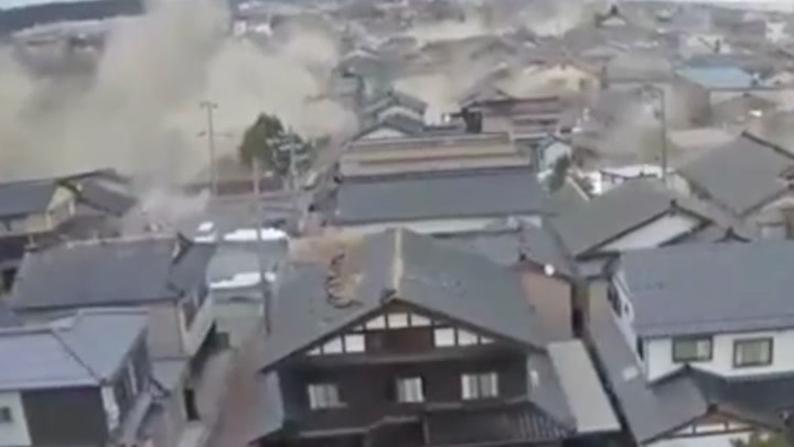 Moment powerful earthquake hits Japan