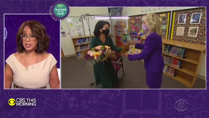 Jill Biden surprises teacher of the year during TV interview