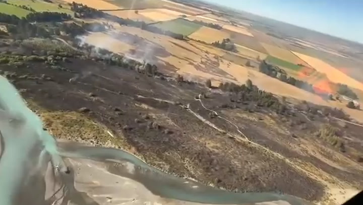 Aerial footage shows extent of New Zealand scrub fire