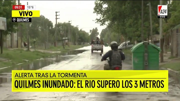 Inundaciones en Quilmes: el río creció hasta tres metros - Fuente: A24