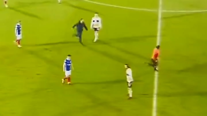 Fan storms pitch to chase referee during Port Vale’s loss to Portsmouth