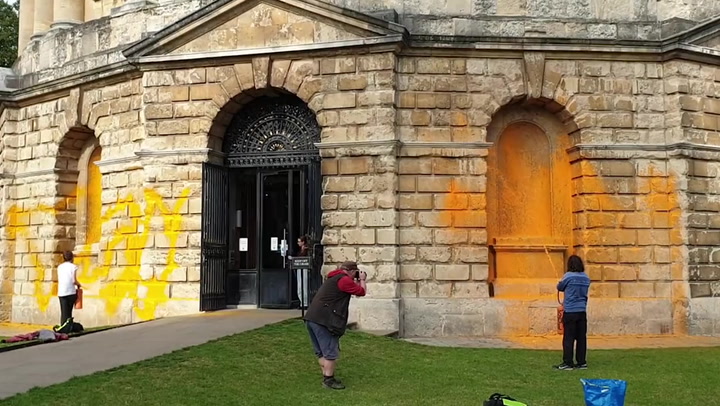 Just Stop Oil spray Oxford University's Radcliffe Camera building with orange paint