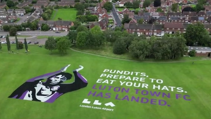 'Pundits, prepare to eat your hats': Airport backs Luton Town with giant flight path message