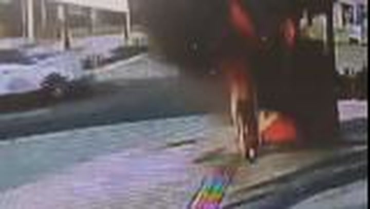 Petrol Pump engulfed in fire as driver fills up at Orlando service station