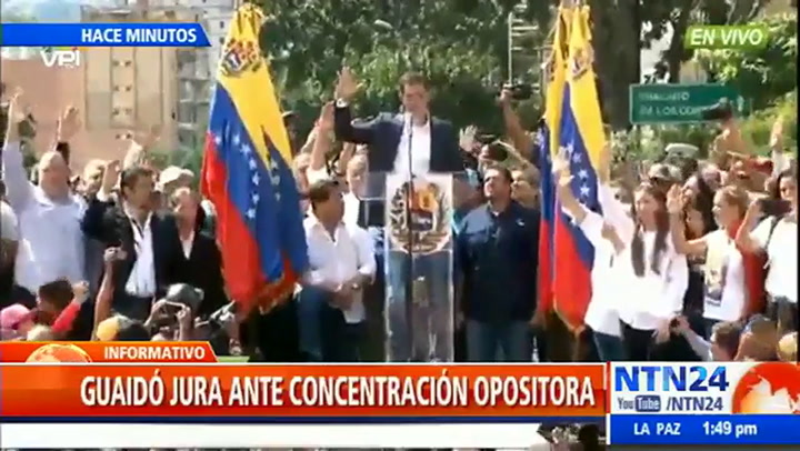 Guaidó se juramentó como presidente encargado de Venezuela - Fuente: NTN24