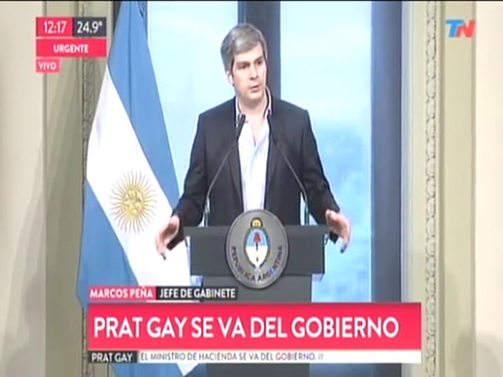 Macri le pidió la renuncia a Prat Gay, anuncia Peña