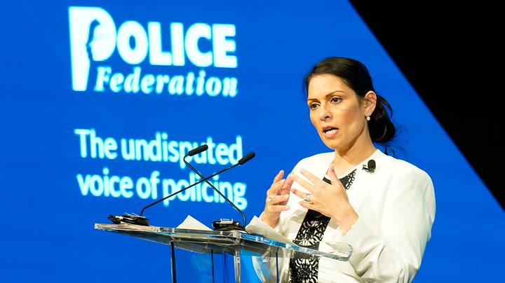 Priti Patel asked if she could survive on £1,200 a month at police conference