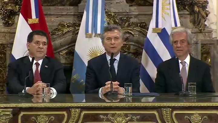 Conferencia de prensa de Macri, Cartes y Vázquez