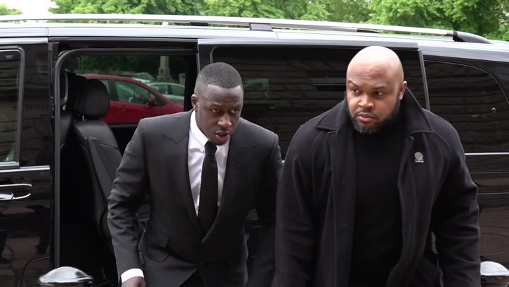 Manchester City player Benjamin Mendy arrives at court ahead of rape hearing