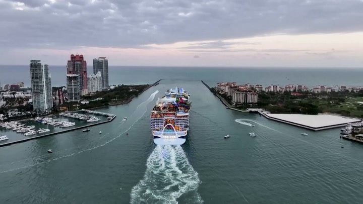 World's largest cruise ship begins maiden voyage in Miami