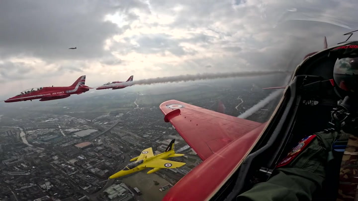 RAW VIDEO: Diamond Flights: Red Arrows Joined by Vintage Jets to Celebrate 60th Display Season